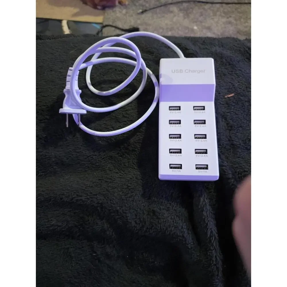 Dual USB Wall Phones Tablets Adapter Mains 10 Pin Plug Charger 10 Port